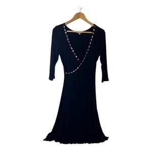 Philip Decaprio Black Sequin Embellished Surplice Dress SZ XS